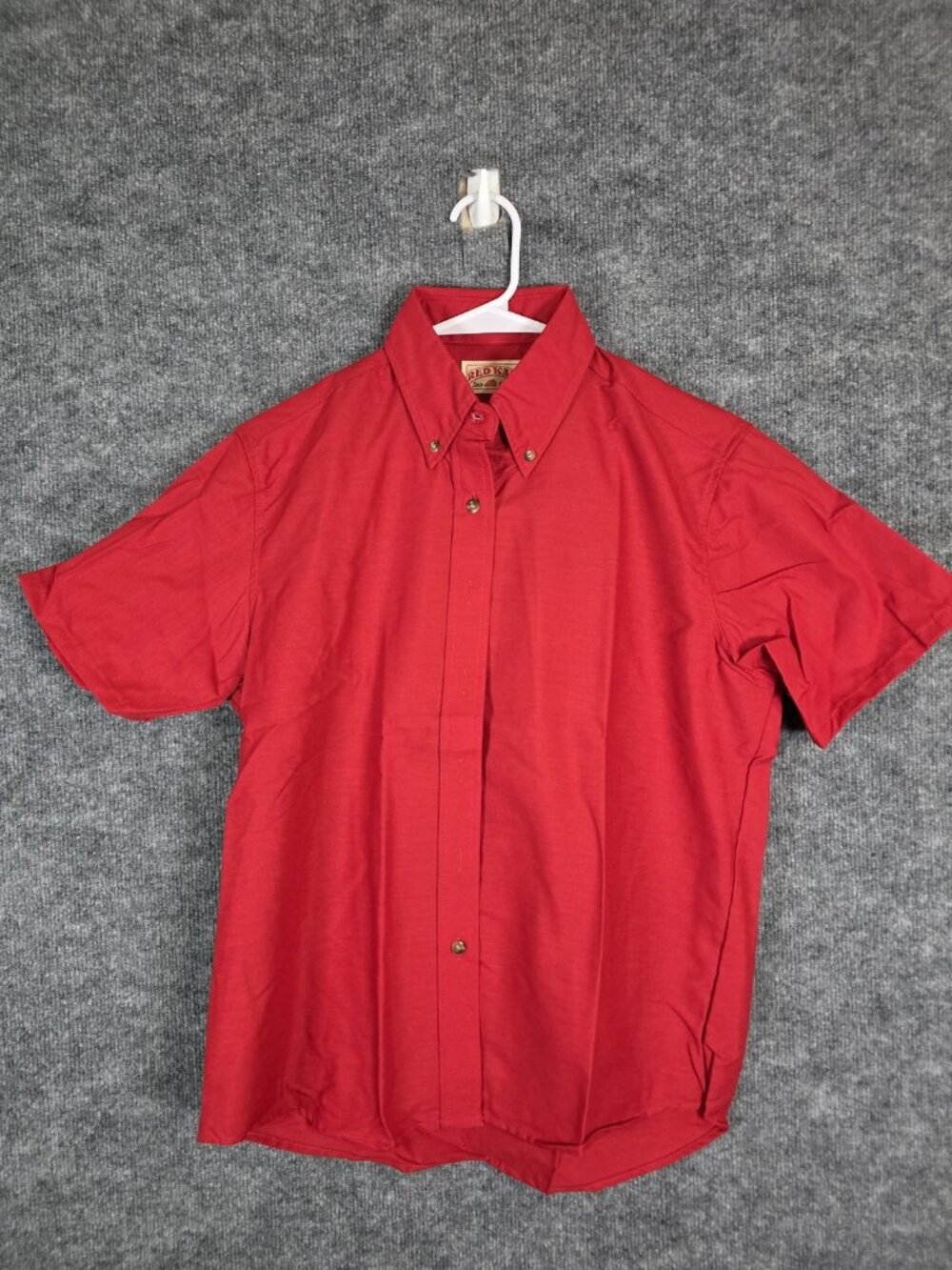 Red Kap Shirt Womens L Red Short Sleeve Button Down Workwear Uniform Top